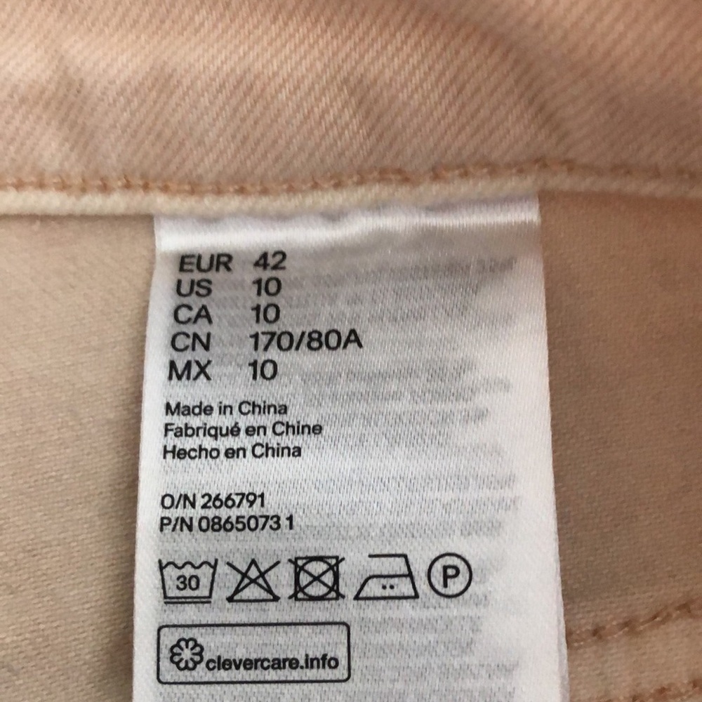H&M Jean Shorts High Waist SZ 10 Cream Beige Tan - Picture 6 of 9